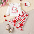 Baby Girl Set Strawberry Printed Long Sleeve+Bellbottom Pants Fashion Set for 0-3 Year Female Baby Spring Autumn Leisure Set