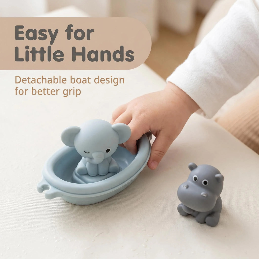 Silicone Baby Bath Toys Set - Sensory Water Play for Bathtub, Pool & Shower, Encourages Toddler Pretend Play and Early Developme