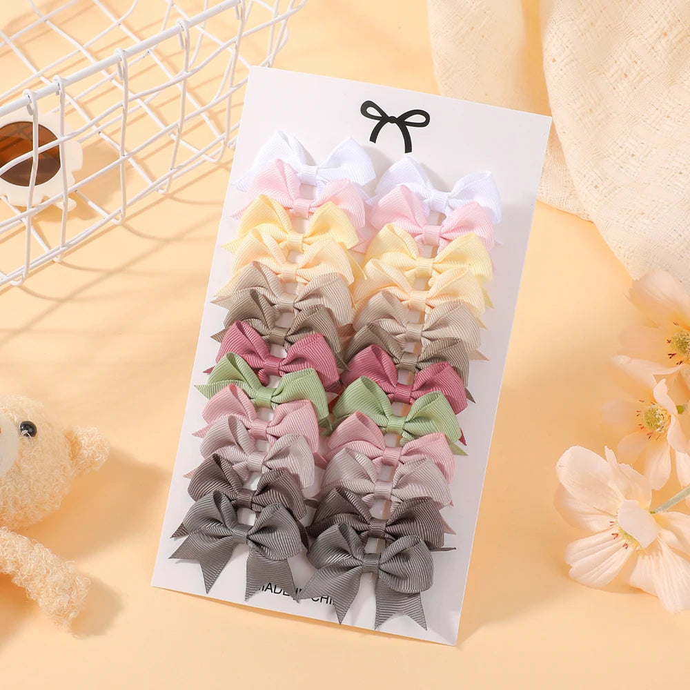 24Pcs 2-inch Hair Bows Clips for Girls Classic Ribbon Bowbot Pigtail Hairgrip Kids Hair Accessories Children's Headwear