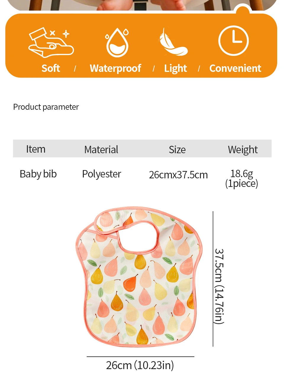 3 Pack Mess Proof Baby Bib with Reversible Pocket, Waterproof Led Weaning Baby Feeding Bibs with Food Catcher