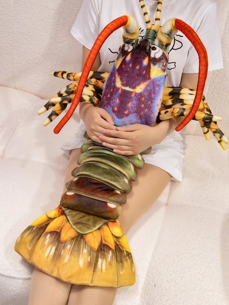 Colorful Lobster Plush Toy Stuffed Throw Pillow - Lifelike Design Creative Home Decor Funny Christmas Gift Vivid Lobster Theme