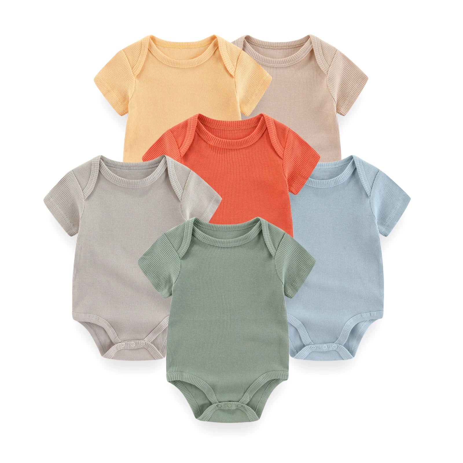 Baby Bodysuits 6 Pack Short Sleeve Cotton Soft Newborn Onesies for Boys and Girls Cartoon Prints