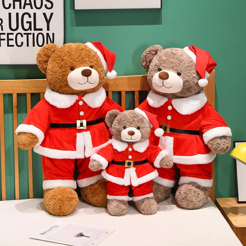 Hot 1pc 48/78cm Christmas Bear Plush Pillow Toy Cartoon Santa Bear Soft Stuffed Doll Cute Christmas Party Decor Kids Xmas Gifts
