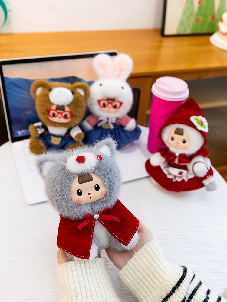 2026 New Little Red Riding Hood Big Gray Wolf Vinyl Plush Toys Cute Scholar Bear Scholar Rabbit Plush Doll Vinyl Table Companion