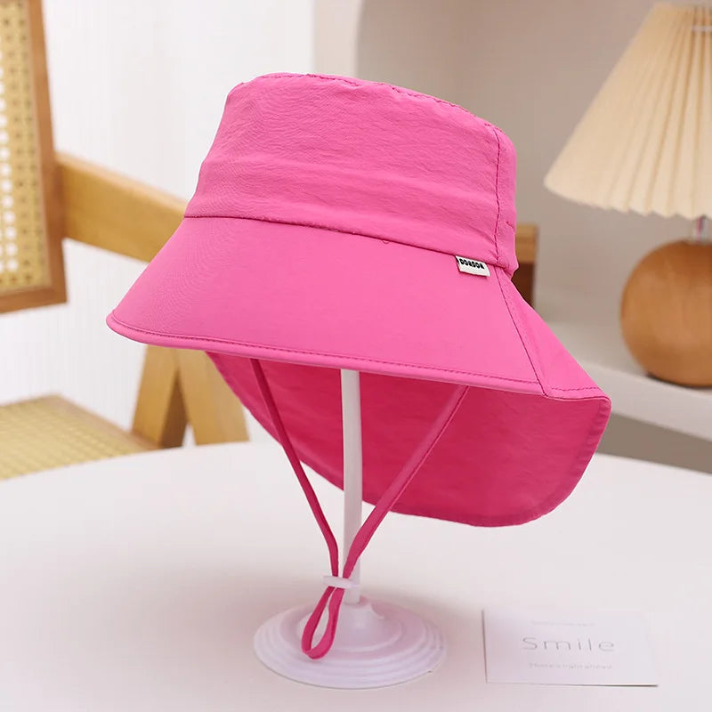 Children's Fisherman Hat Quick-Dry With Adjustable Drawstring 48-54cm Extra Large Brim Sun Hat