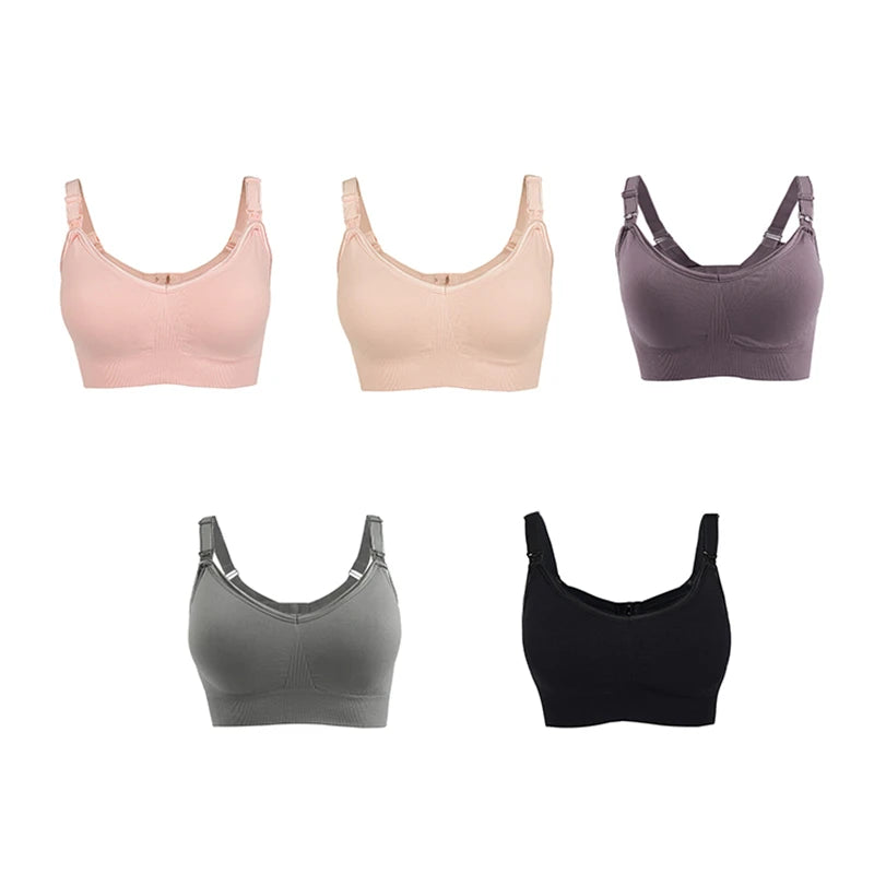 Maternity Nursing Bra Seamless V Neck Criss-Cross Breastfeeding Bras Wireless Feeding Bra for Pregnant Women