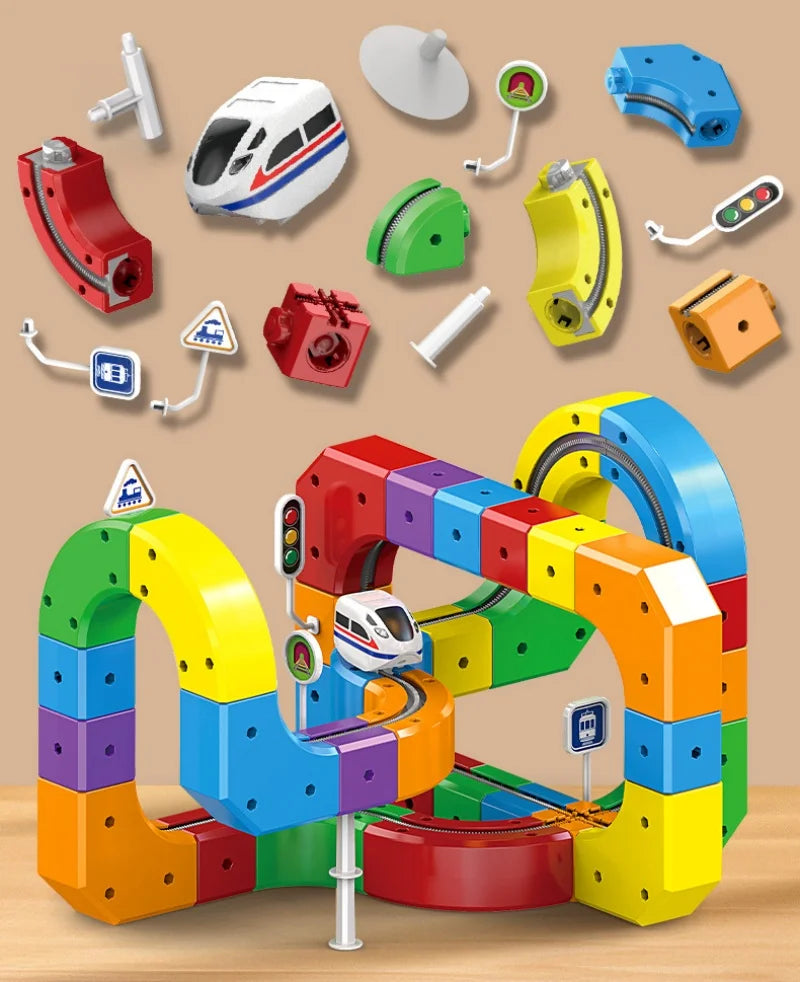 3D Electric Train Set Magic Flexible Race Track for Kid Track with Anti Gravity Car STEM Educational Building Toy Boys Girls Bir