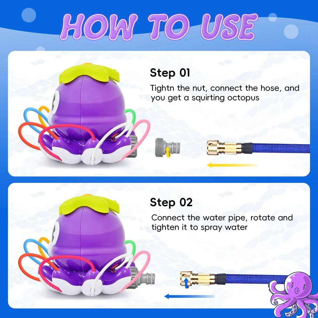 Summer Outdoor Water Sprinkler Octopus Toy Water Play Toy Colorful Water Pipe Rotating Spray Head Garden Lawn Sprinkler Tools
