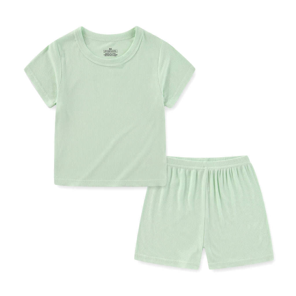 2 PCS/Lot Short Sleeve Baby Unisex Clothing Set Solid Color Newborn Boy Girl Top+Pants Suits 0-24M Infant Clothes