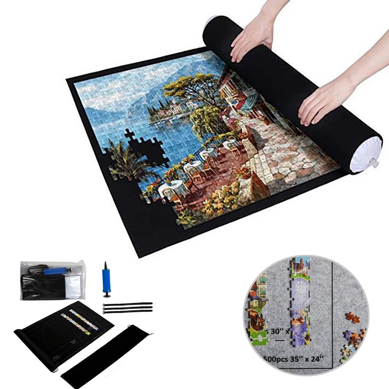 1500 Pcs Felt Puzzle Mat - Portable Home Decor Roll, Jigsaw Playmat & Wall Ornament Accessory for Living Room