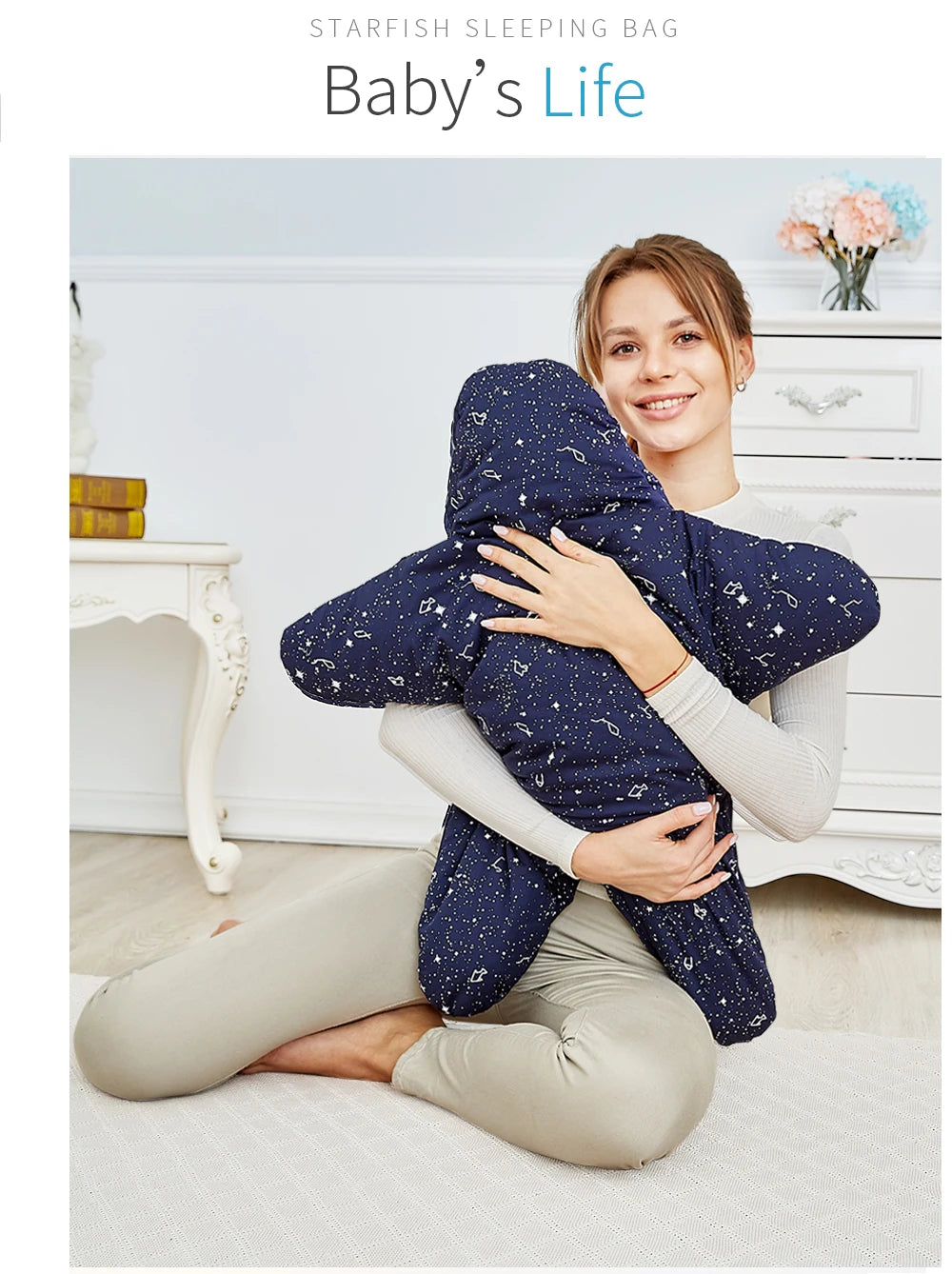 INSULAR Baby Starfish Sleeping Bags Infant Warm Sleep Sacks Kids Cotton Swaddle Blanket Separated Sleeves Legs Winter 0-8 Months