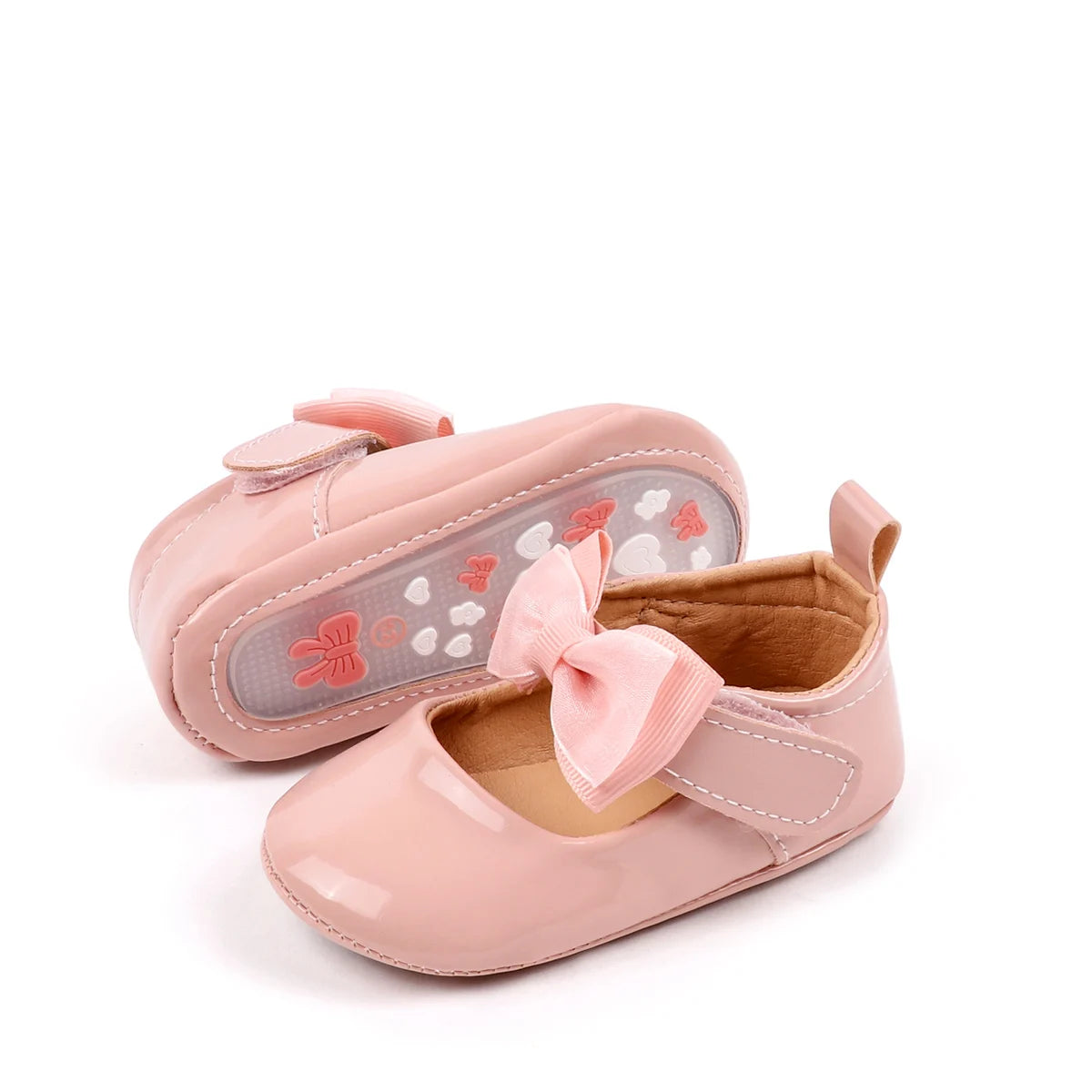 Spring And Autumn Baby Girls Cute Solid Color Bowknot Decor Soft Sole Flats Shoes First Walkers Non-Slip  Princess Shoes 0-18M