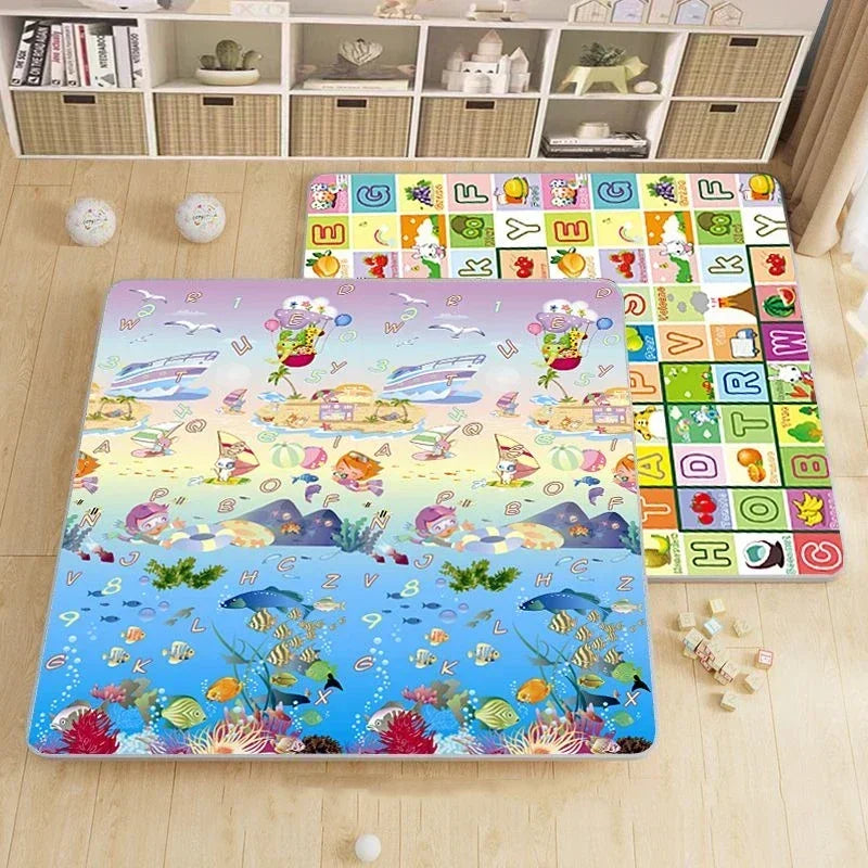 Baby Activity Gym Mat for Crawling and Play, Double-Sided Pattern, Model EPE-01, Non-Toxic