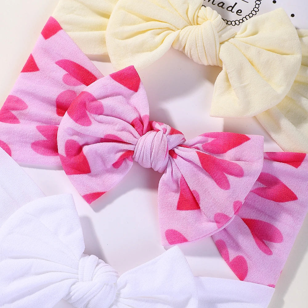 3Pcs/lot baby soft headband big bowknot headscraf infant nylon headties dress hair accessories babe headwear