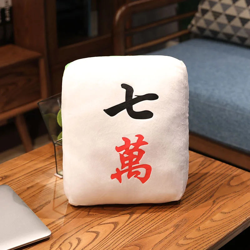 Hot 1pc Creative Mahjong Pillow Cushion Chinese Plush Toy Car Chair Backrest Mahjong Dice Funny Nap Pillow Sofa Home Decor Gift