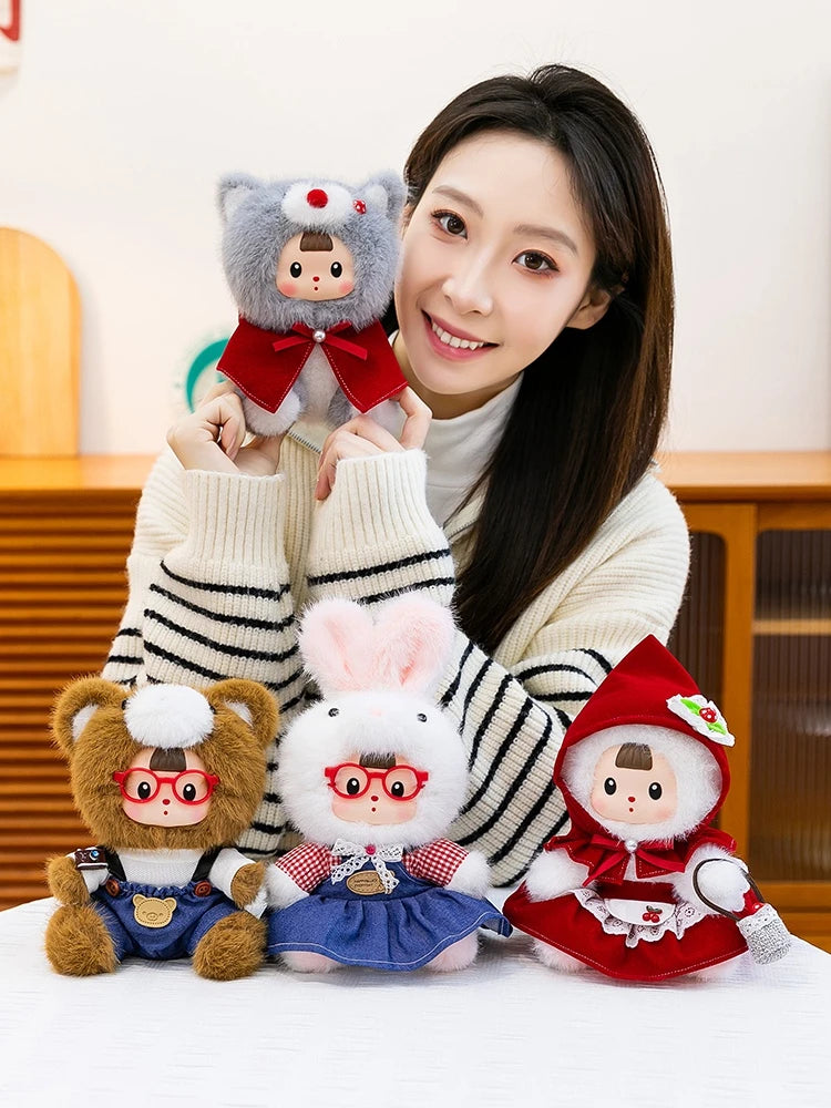 2026 New Little Red Riding Hood Big Gray Wolf Vinyl Plush Toys Cute Scholar Bear Scholar Rabbit Plush Doll Vinyl Table Companion