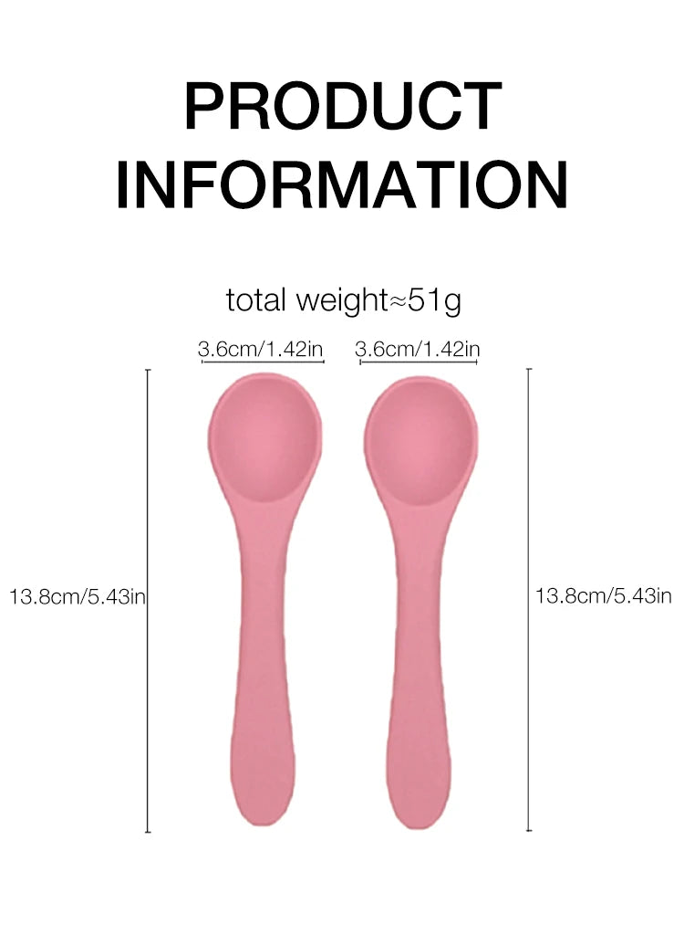 Soft Silicone Baby Feeding Spoon BPA Free Newborn Infant Weaning Spoon Heat Resistant Chewable Training  Daily Feeding Tableware