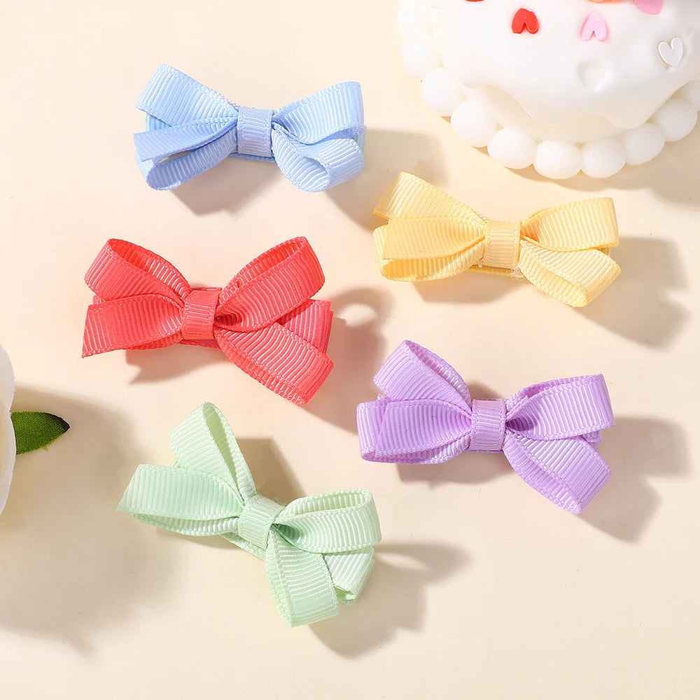 60Pcs Random Candy Color Hair Bows Hair Clip 2.36 Inch Ribbon Hairgripes Cute Baby Girls Headdress