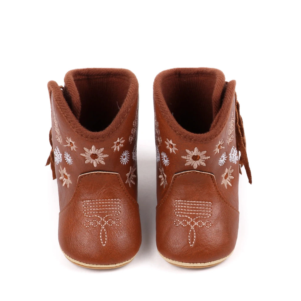 Fashionable And Popular Baby Shoes Western Denim Midsole Boots Autumn And Winter Warm And Anti Slip Casual Walking Shoes