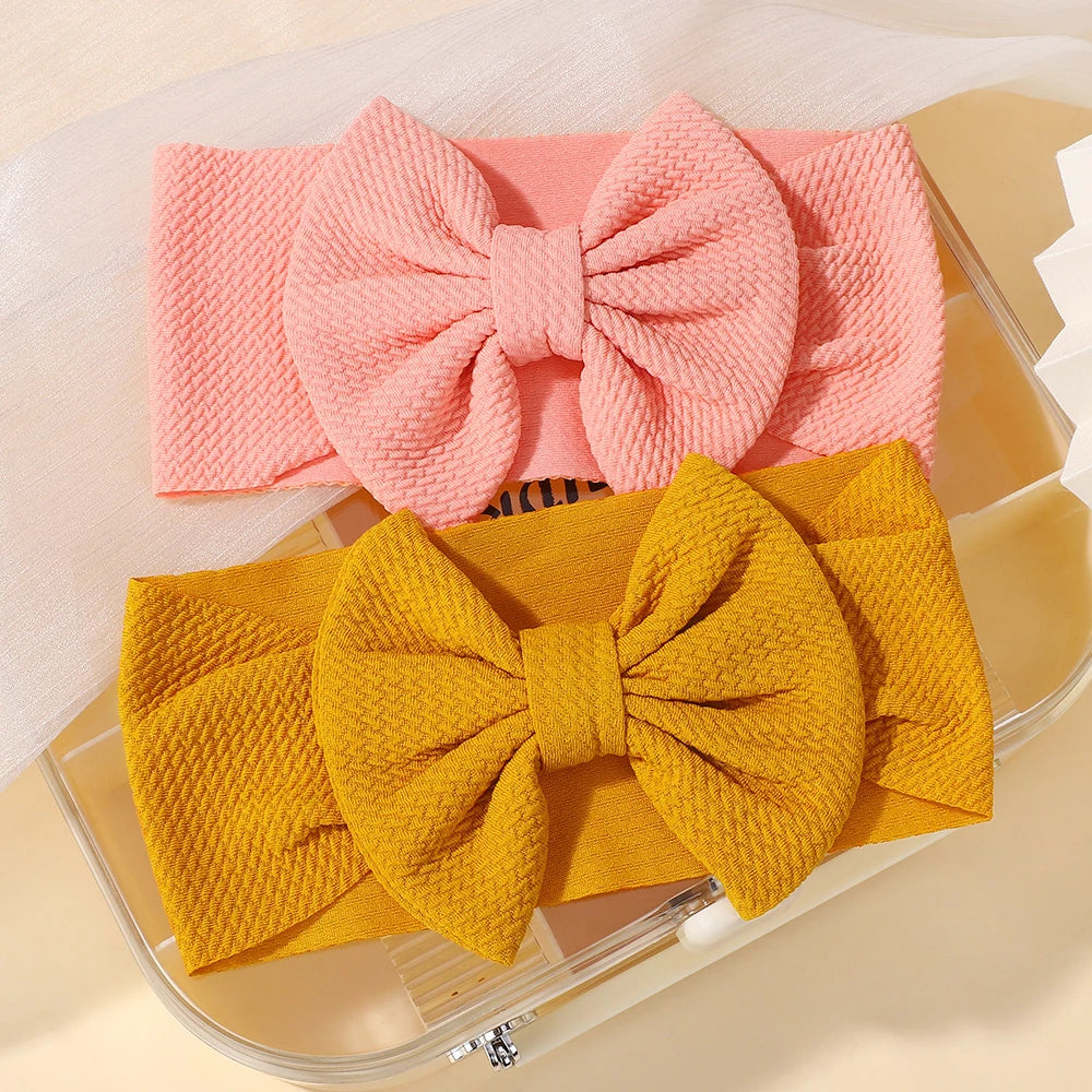 12Pcs/lot big bows elastic headscarf for baby infant solid color casual headband The color is randomly distributed and not fixed