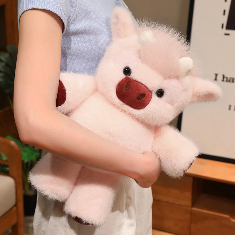 Adorable Highland Cattle Plush Toy 40cm - Huggable Running Cow Stuffed Animal Made with Premium Soft Fabric, Soothing Companion