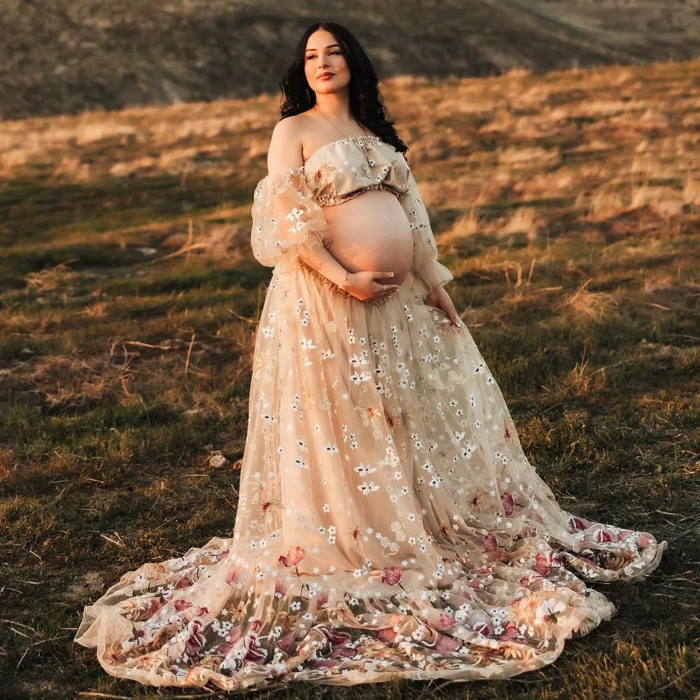 Maternity Photoshoot Dress Off Shoulder