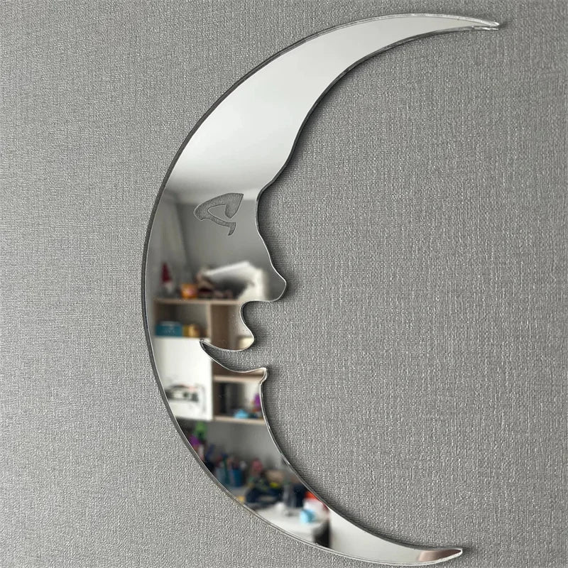 Vintage Acrylic Gold Crescent Moon Wall Art Mirror For Living Room Decor With Gold And Silver Finish