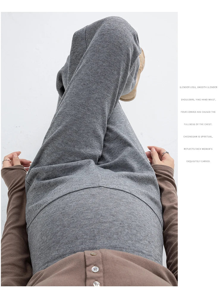 2026 Autumn Pregnant Woman Straight Pants Adjustable Waist Maternity Knitted Trousers