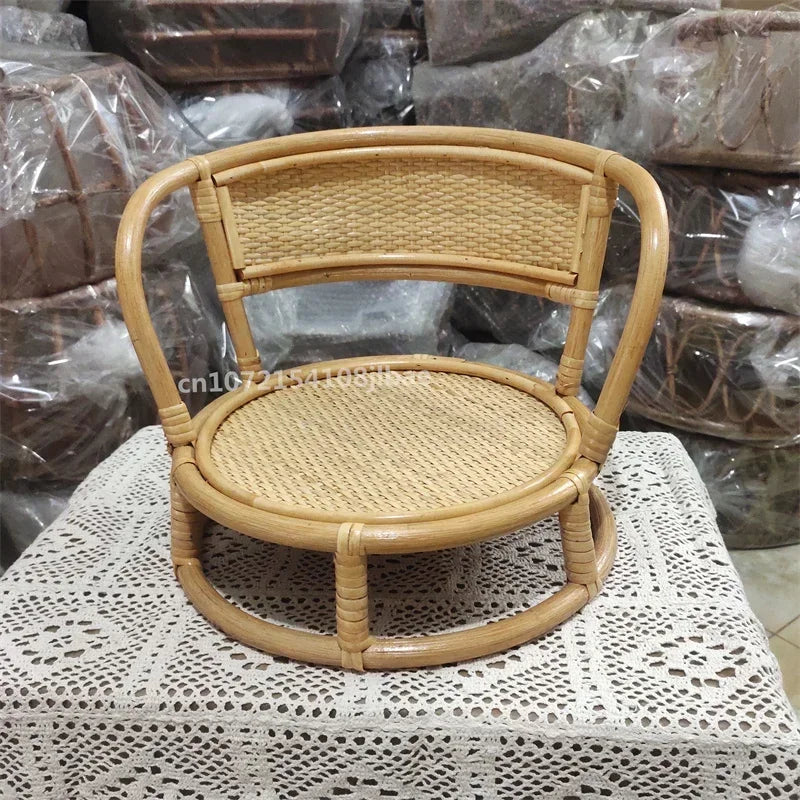 Retro Rattan Basket Chair Newborn Photography Props Infant Posing Bed Baby Photo Shooting Background Accessories Supplies