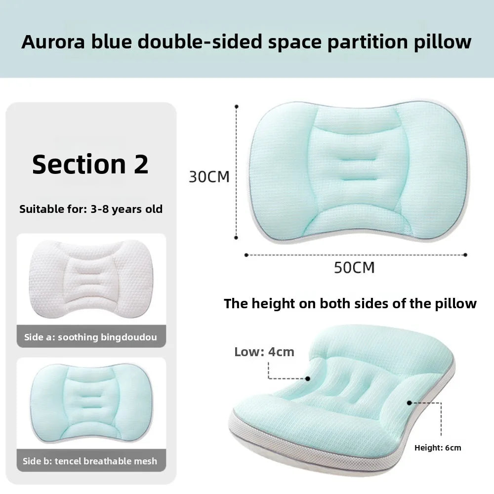 Reversible Baby Pillow For Newborns Breathable Cotton Polyester 50x30 Cm Green Sleep Pillow