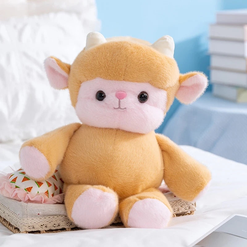 2026 Hot Cuddly Cartoon Sheep Plush Toys High Quality Fluffy Sitting Pose Doll Warm Cozy Children Companion Xmas Gift Home Decor