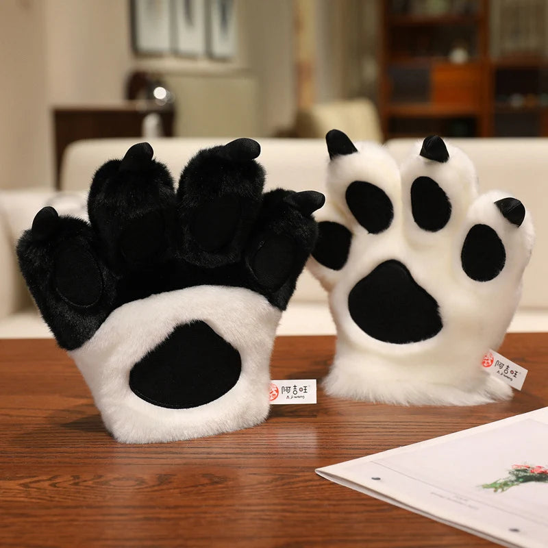 25cm Animal Claws Gloves Soft Stuffed Plush Toys Dog Bear Tiger Paws Plush Gloves Cosplay Costume Photograpy Props Charm Gifts