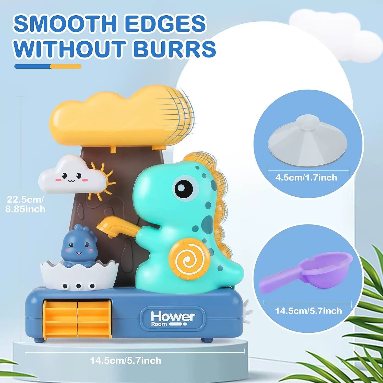 Baby Bath Toys Spray Toy for Kids Cartoon Dinosaur Suction Cup Dinosaur Bath Toys for Toddlers Animal Sprinkler Waterwheel Water