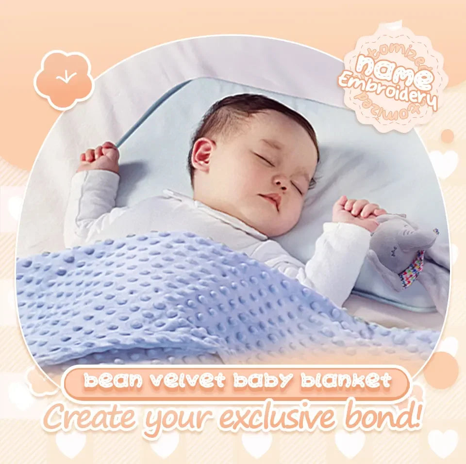 Personalized Newborn Baby Blanket with Name Custom Dot Minky Stroller Swaddle Set Security Towel Baby Shower Gift for Infant Boy