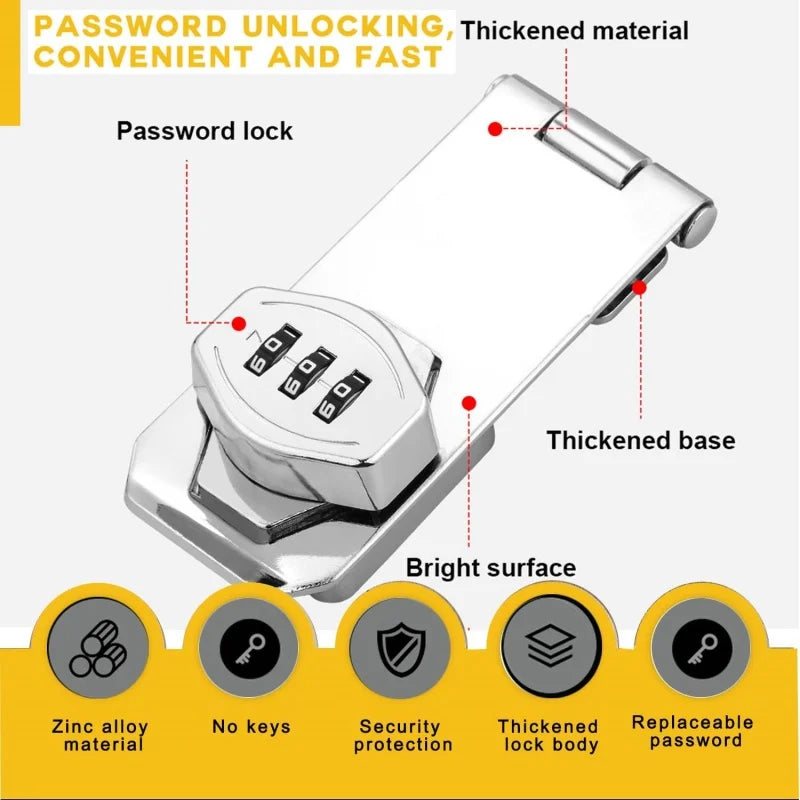3 Digit Household Security Cabinet Password Locks Keyless Drawer Combination Coded Door Cabinets Home Hardware Zinc Alloy Latch