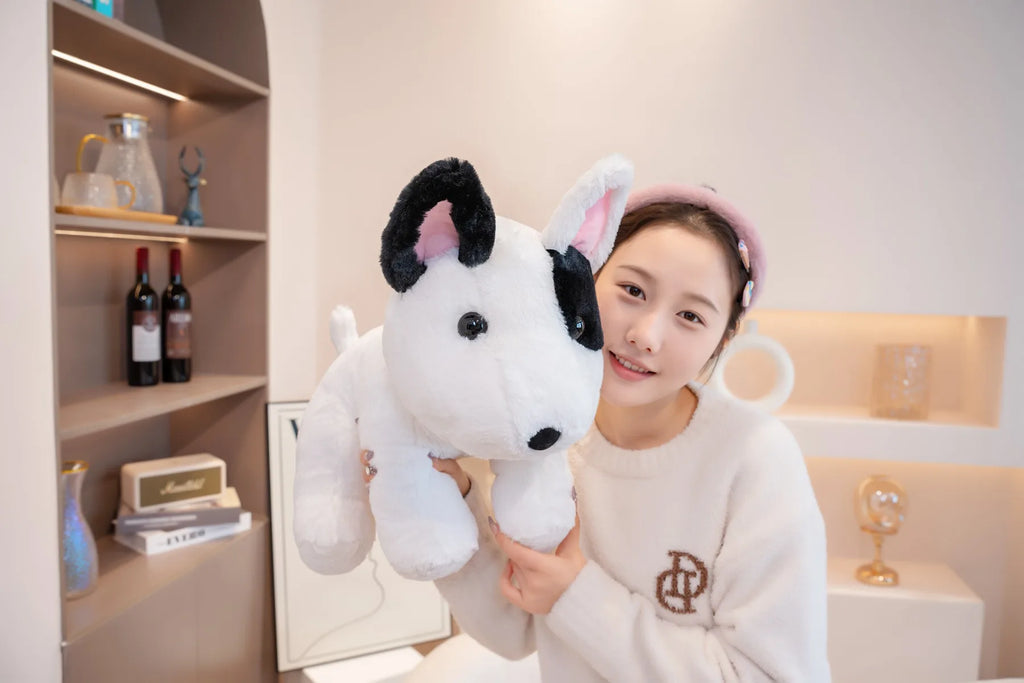 New 40/50cm Sitting Posture Bull Terrier Plush Toys Kawaii Pet Dog Stuffed Animal Toy Sleep Mate Throw Pillow Kid Birthday Gift