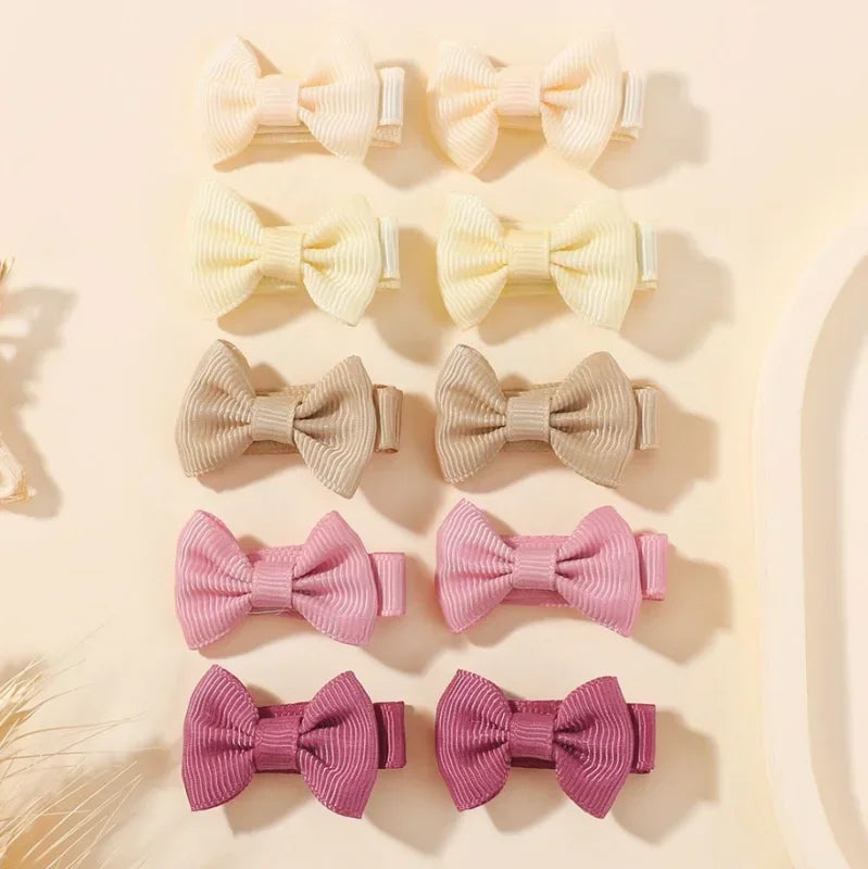 10pcs/set Cute Mini Hair Baby Bow Clips for Girls Lovely  Ribbon Handmade Bowbots Hairpins Headwear Kid Hair Accessories