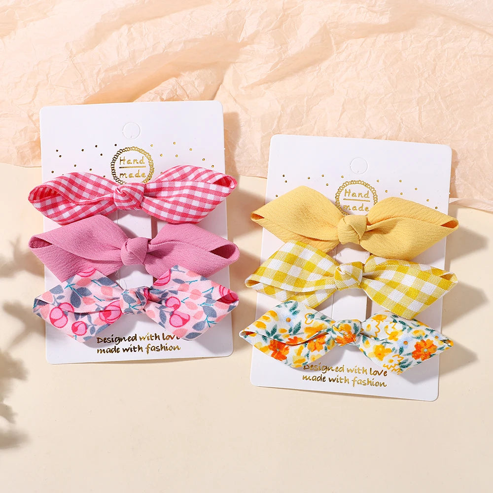 3Pcs Fresh Printing Hairpins Colorful Bowknot Hairclips for Girls Travel Party Dress Up Headwear Kids Hairgripes