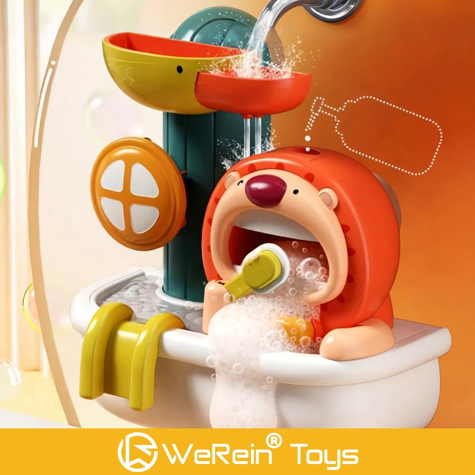 Cute Lion Shaped Bath Toy for Infants And Toddlers Water Scooping Bath Play Bubble Bathing Fun