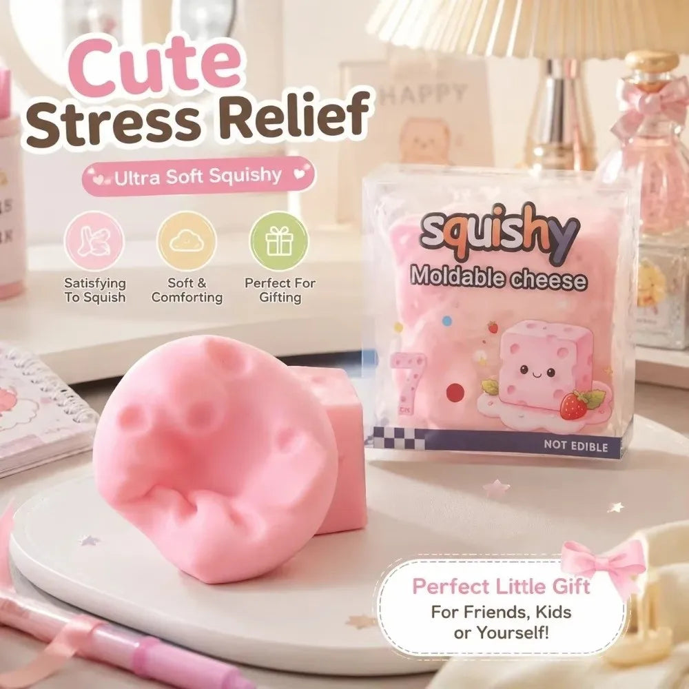 Slow Rising Cheese Squishy Toy Slow Rebound Soft Cheese Shape Squishy Toy Stretchy Moldable Simulated Butter Squeeze Toy