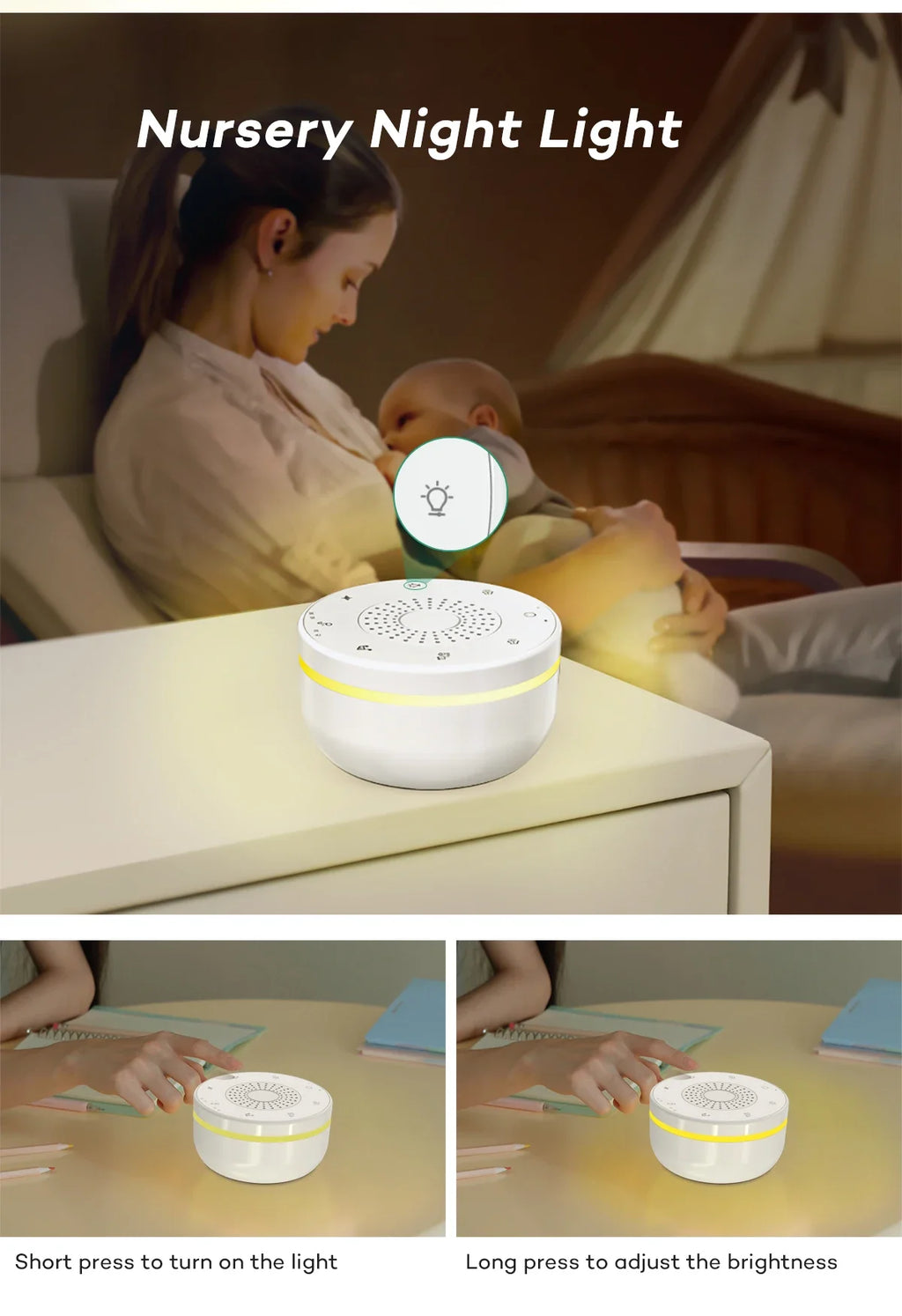 9 Baby Lullabies 15/30/60 min Timer White Noise Machine Mini Baby Sleep Machine Built-in Night Light for Baby Kids Adults