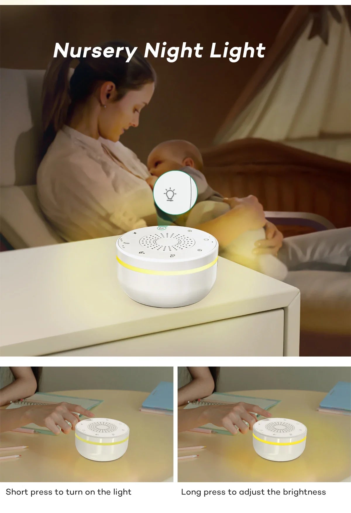 9 Baby Lullabies 15/30/60 min Timer White Noise Machine Mini Baby Sleep Machine Built-in Night Light for Baby Kids Adults