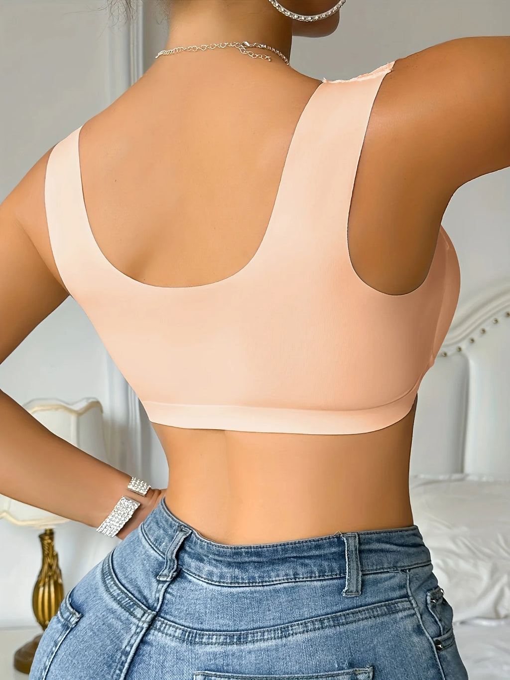 Elegant Lace Front-Closure Push-Up Bra for Women - Comfortable, with Padded, Wireless Design