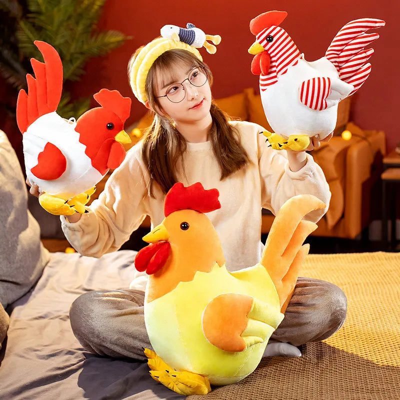 Nice 1pc Simulation Cock Plush Toys Stuffed Soft Chicken Dolls Animal Poultry Pillow Funny Home Cushion Decor Birthday Gift