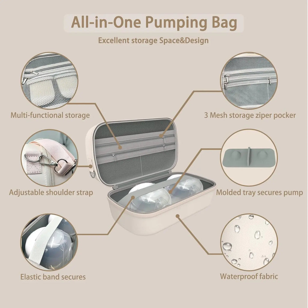 Wearable Breast Pumps Carrying Bag for Hands-Free Breast Pump, Hard Shell Case with Adjustable Crossbody Strap