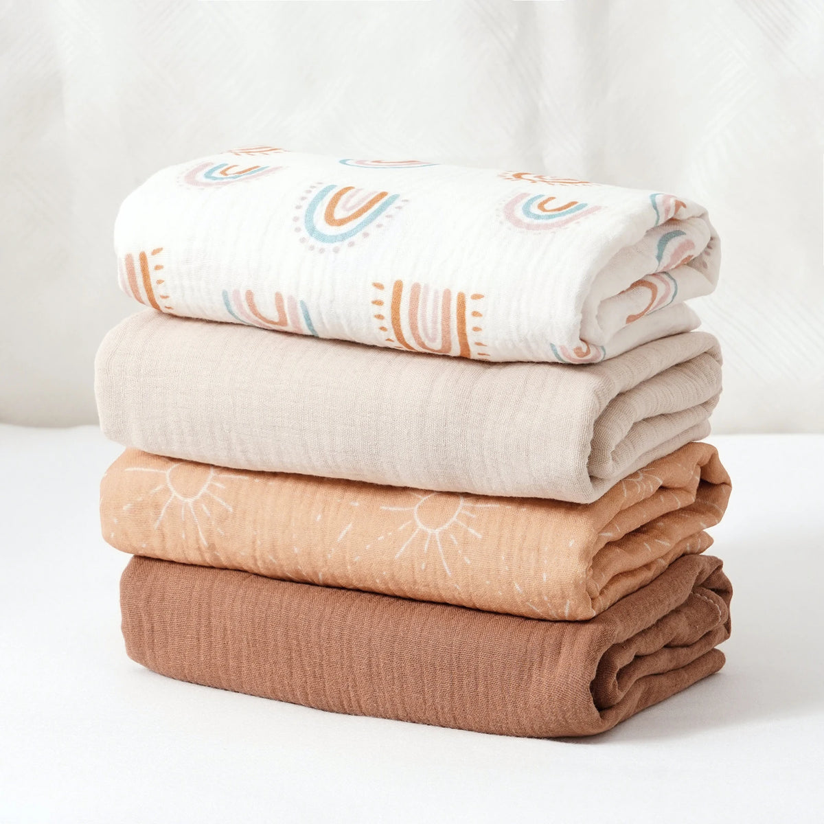 Elinfant 4-Piece 100% Cotton Baby Swaddle Blankets Soft Cozy Swaddle Wrap for Newborns