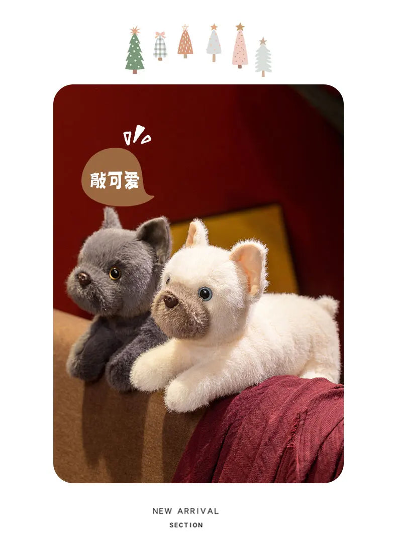 30CM Simulation Lying Bulldog Plush Toy Lovely Bulldog Pillow Stuffed Dog Doll Birthday & Back to School Anime Gift