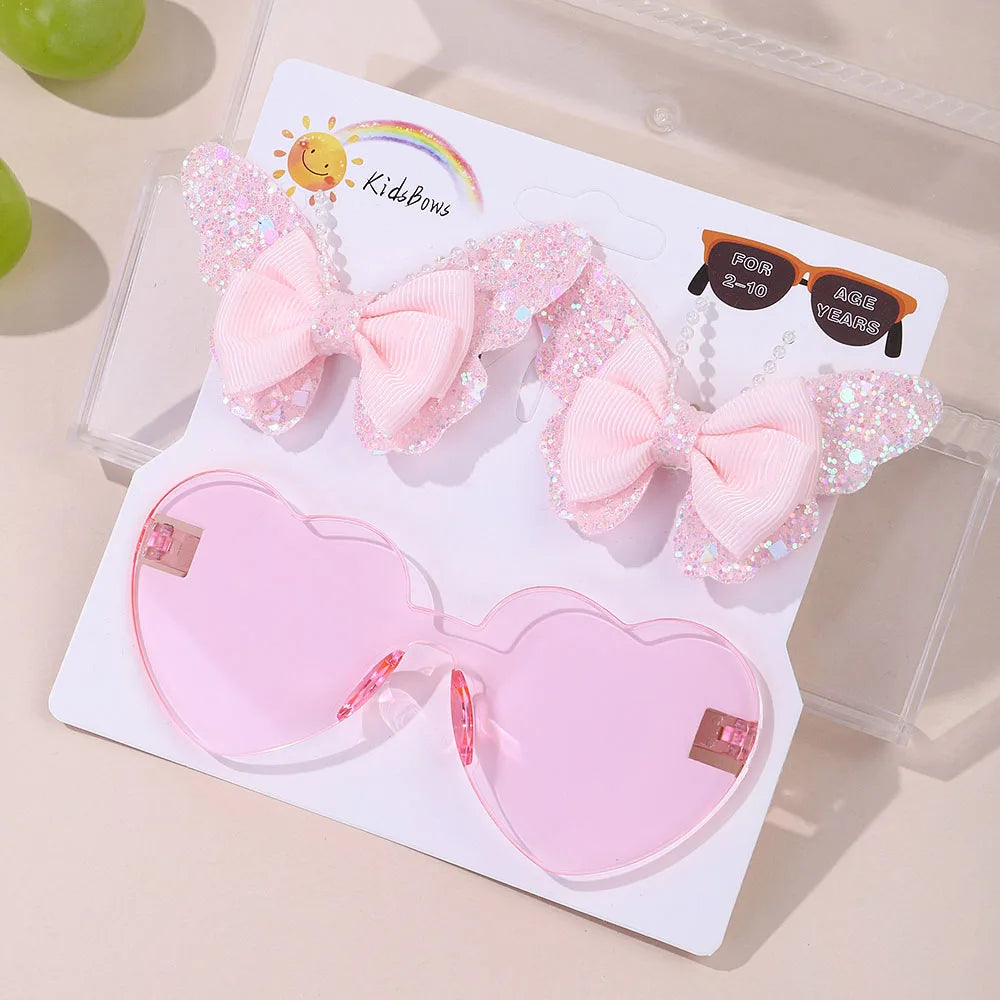 fashion peaches sunglasses hair clip set delicate butterfly hair bangs hairpin kids lovely headwear gift sets