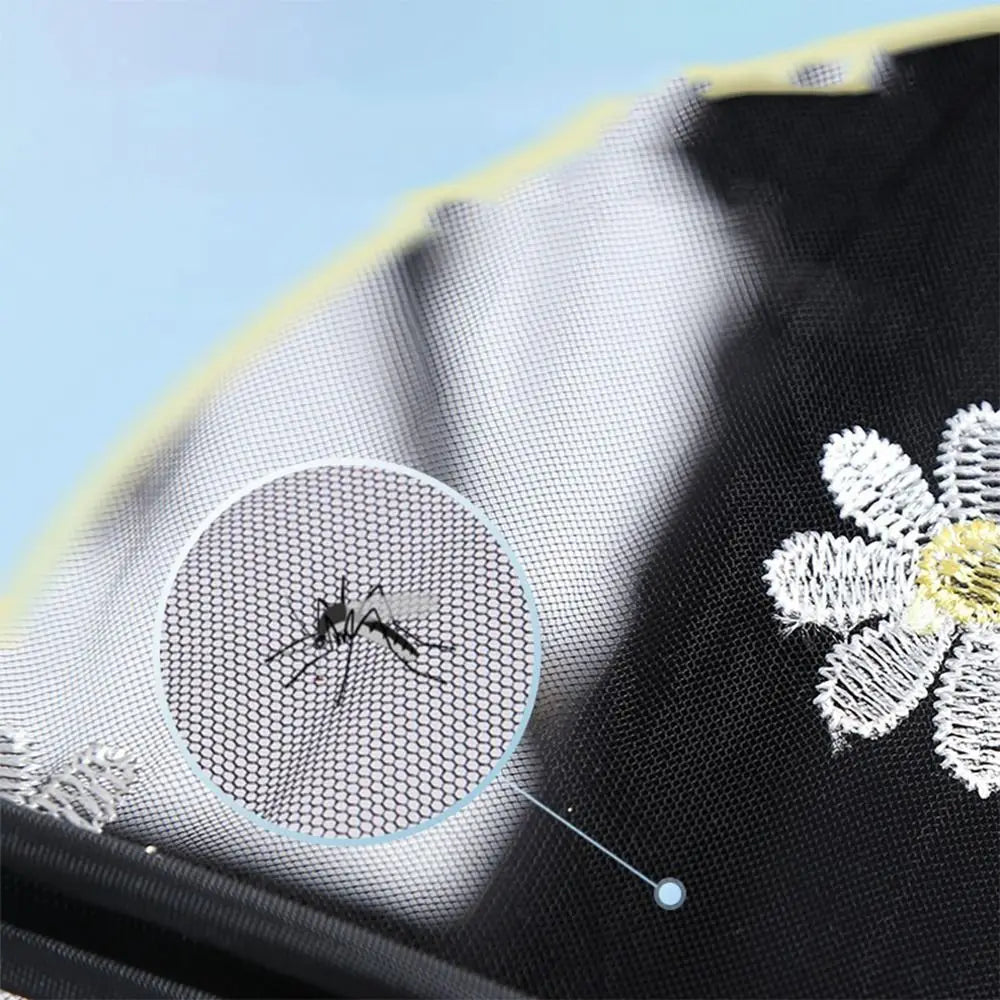 Flower Daisy Stroller Mosquito Net Carriage Full Cover Summer Mesh Canopy Zipper Type Mosquito Net Buggy Net