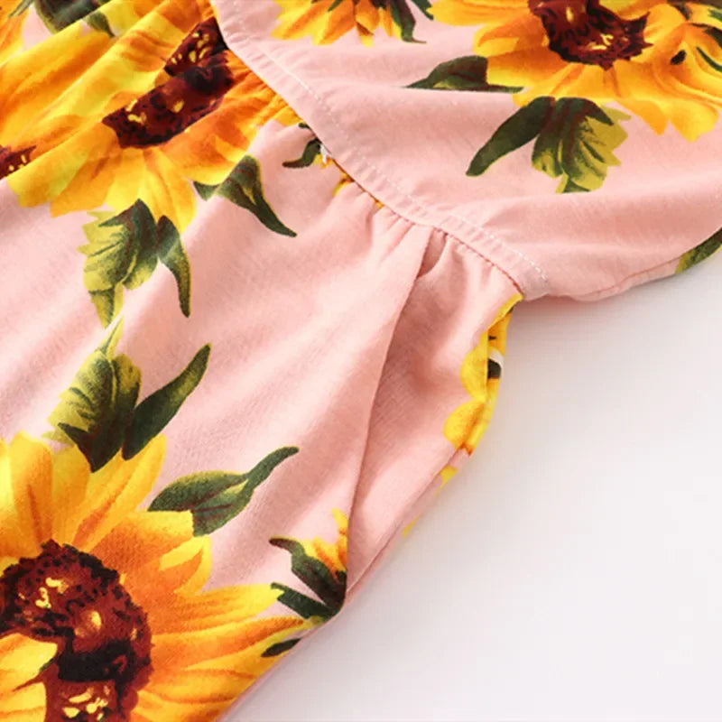 Summer Family Matching Outfits Women Jumpsuit Beach Girls Dresses Vestidos Baby Romper Mother Daughter Dress Children's Clothing